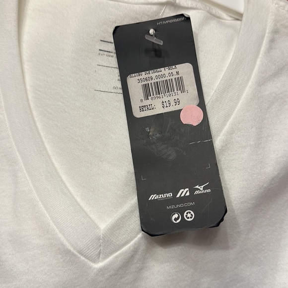 Mizuno White Softball, v-neck, t-shirt, 100%cotton with blue lettering - Picture 4 of 4